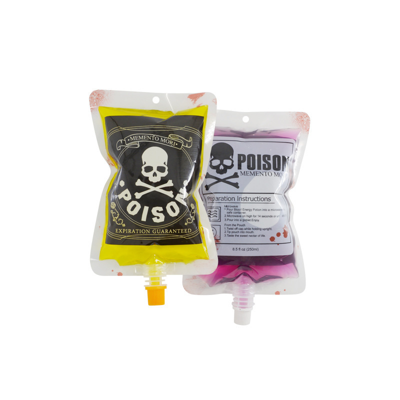 Halloween vampiro bolsa de boquilla de sangre bolsa de bebida de plasma bolsa de jugo 250ml bolsa creativa divertida