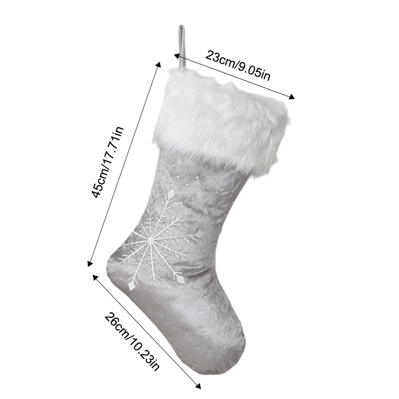 Flannel Snowflake Christmas Socks Silver