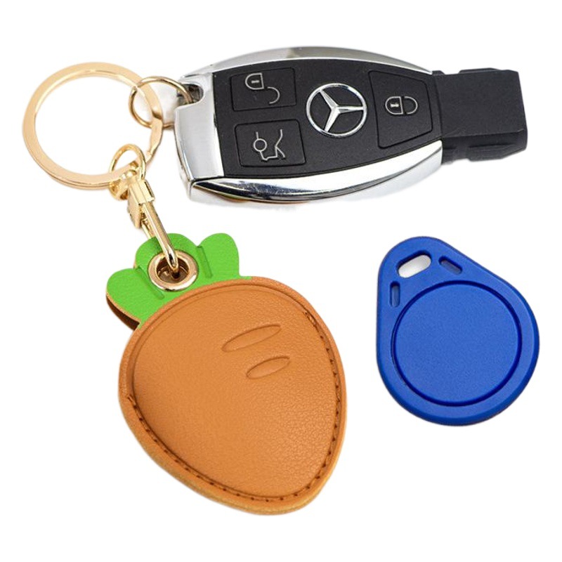 Eight door insect club rectangular water drop mini access control PU leather card set creative personality key chain pendant cute bag hanging