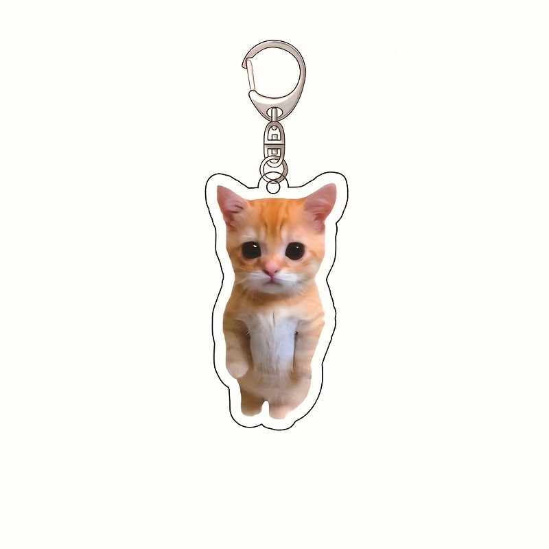 Nuevo colgante de llavero de gato de pie acrílico plano 2D transfronterizo
