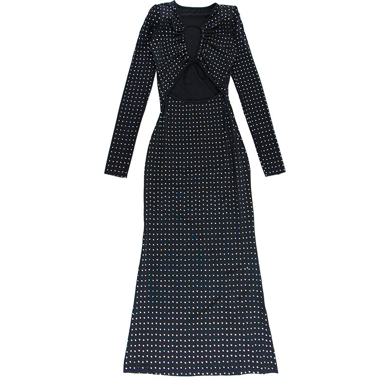 245g Weight Maxi Long Dress Dress Length Type Long Sleeve Sleeve Length Sheath Dress Dresses Type Spandex, Polyester Fabric Type High Waist Waist Line Holiday, Bar Occasion Collarless Neckline Slim Fit Type Christmas, Valentine'S Day, New Year Festival Solid Color Pattern Summer Season Women's Gender Sexy, Streetwear Style Wholesale Women's Sexy Streetwear Solid Color Holiday Bar Collarless Long Sleeve Sheath Dress 20