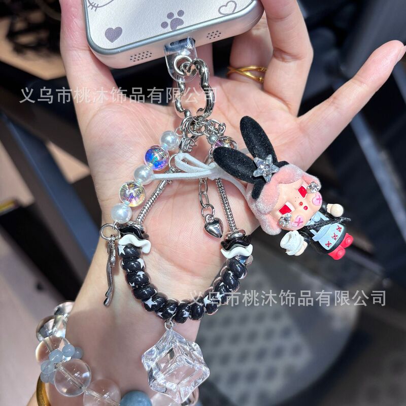 Ice cube phone cord pearl heavy-duty mobile phone chain beaded chain detachable anti-loss wrist strap accessory pendant Ice cube phone cord pearl heavy-duty mobile phone chain beaded chain detachable anti-loss wrist strap accessory pendant