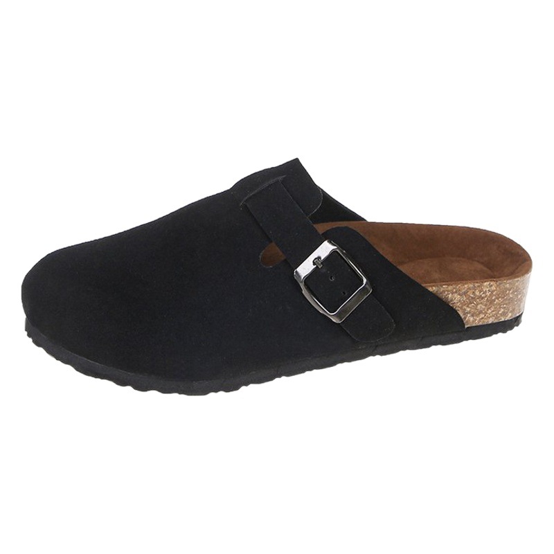 Comercio exterior europeo y americano nuevo plano perezoso cerrado toe zapatillas desgaste exterior de las mujeres esmerilado personalidad Cabeza Grande Medio apoyo Muller zapatos deseo