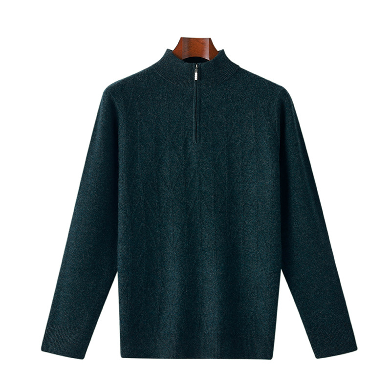 Cashmere woolen base shirt with zipper with a round collar for…