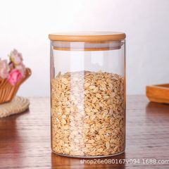 スポット収納竹木蓋収納缶キッチン整理キャンディー茶葉缶食品級竹木ガラス密封缶