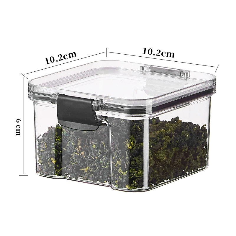 Tea Storage Box, Square Multi-Compartment Container, 680–700 ml, Airtight Stackable