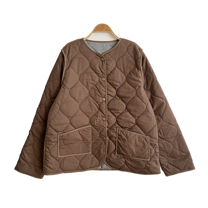 9791绗缝短款外套加厚保暖宽松文艺冬季棉服女士夹克