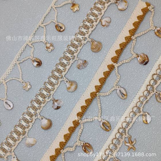 Ethnic Style Shell Retro Tassel Clothing Lace Accessories Accessories Cotton and Linen Ribbon Skirt Accessories Factory Direct Supply