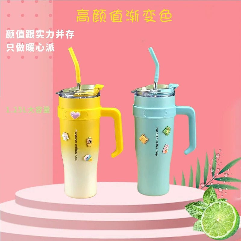 Стаканчик для льда Inspection Ice Ba Cup из нержавеющей стали 304, вакуумный, 40 унций, с ручкой, для автомобиля, интернет-знаменитость, большой емкости, градиент для мужчин и женщин, для воды