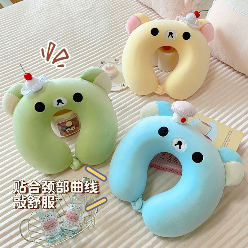 Algodón de memoria encantador en forma de U almohada multi-tipo elástico lento almohada de cuello almohada de siesta de oficina viaje de negocios almohada cubierta de almohada