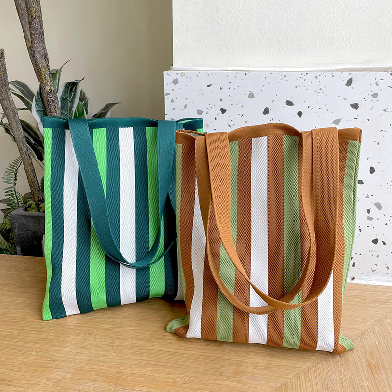 Estilo coreano nicho de diseño de color de contraste de rayas de punto bolso de hombro simple todo partido de gran capacidad bolsa de compras bolso de las mujeres