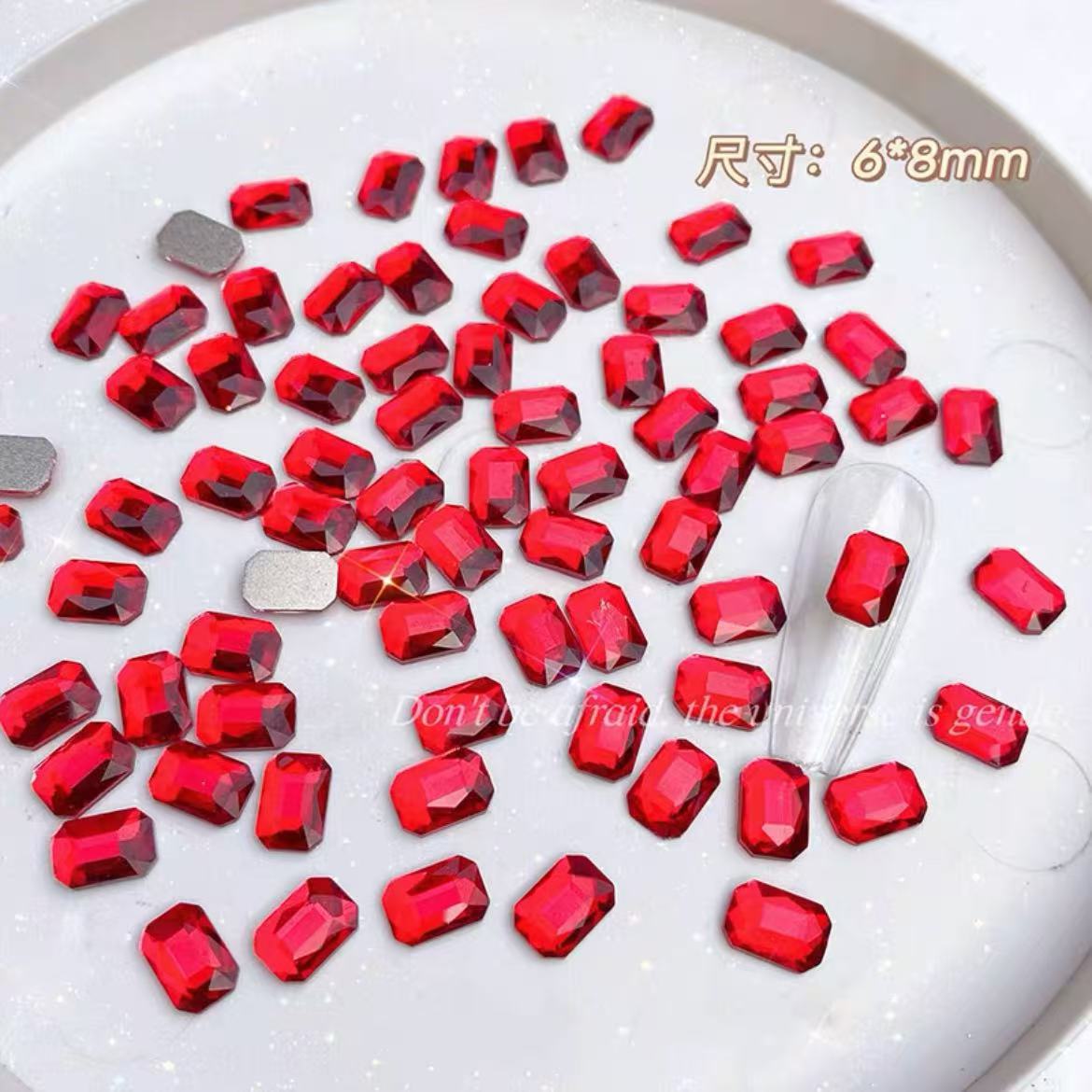 6x8mm 길이의 팔각형 빨간색