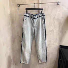 正确版本现货高品质MM家新款洗水冰蓝色牛仔裤OS宽松版型男女同款