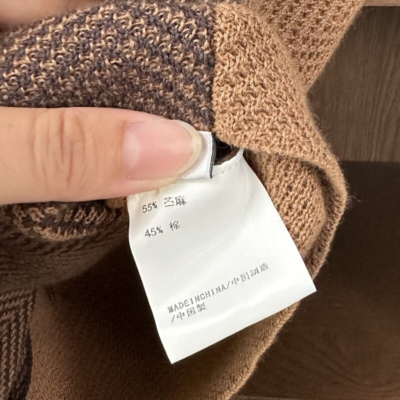 棉麻针织人字纹提花深V立领马甲外套 2色|undefined