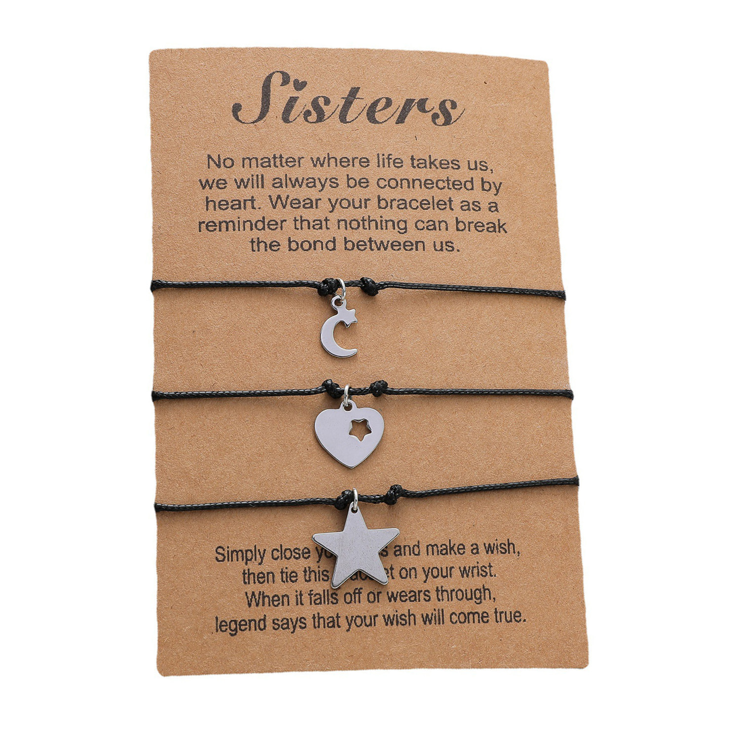 Thanksgiving Day Card Bracelet Personality Stainless Steel Stars And Moon Heart Braided Bracelet display picture 1