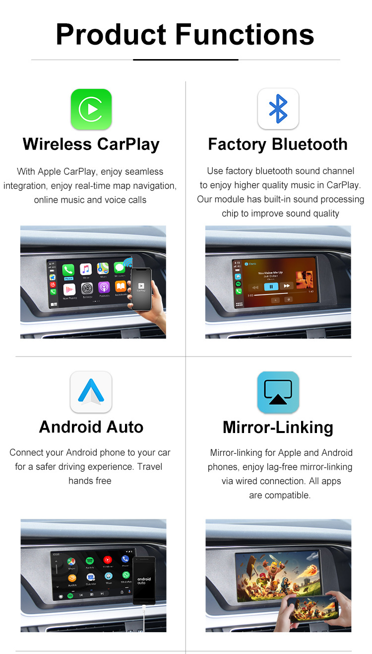 Wireless Carplay Decoder for Audi 2003-2009 with 2g Mmi Wireless Carplay Module