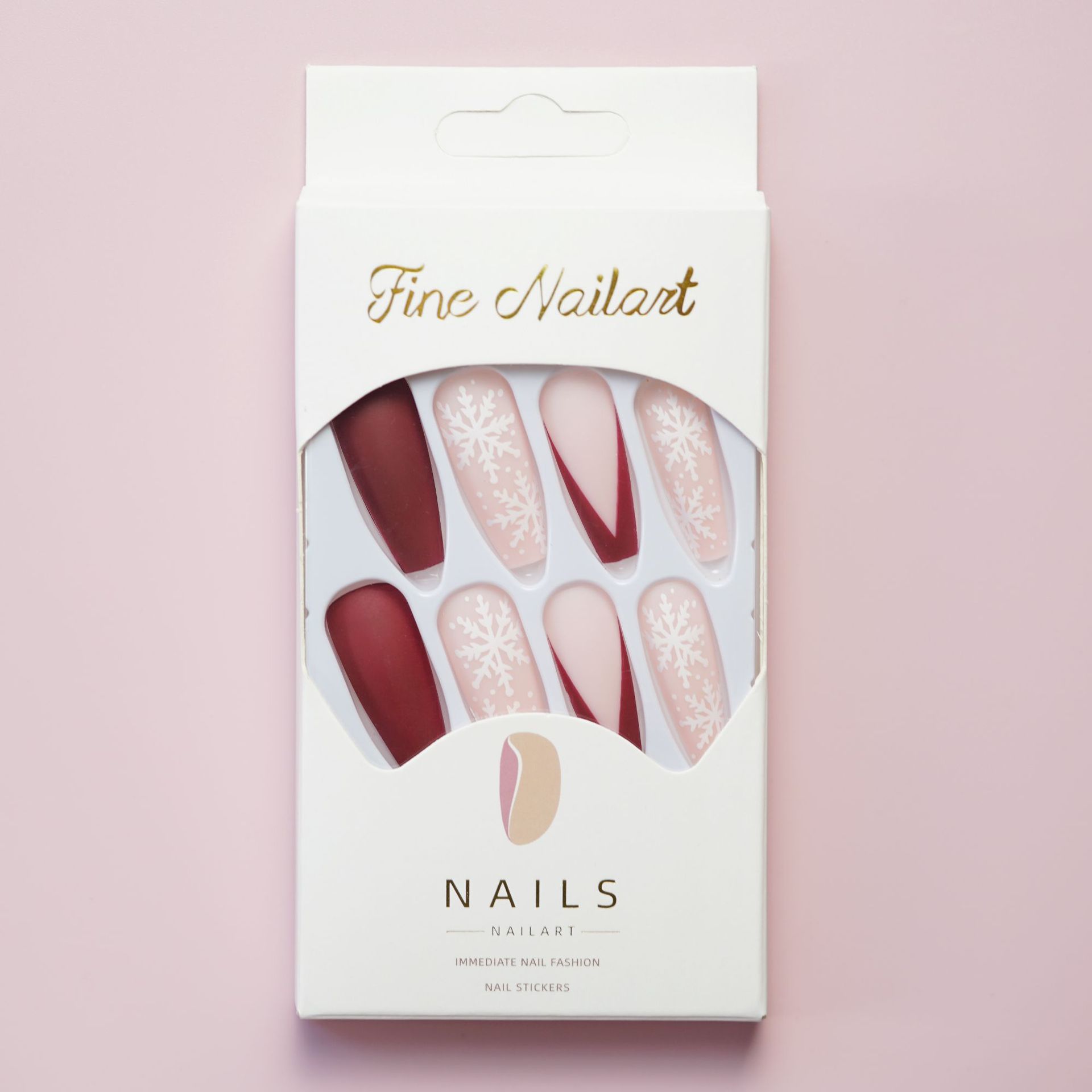 50g Weight press-on nails Nail Supplies 1 Set Quantity ABS Material Christmas Festival Snowflake Pattern Sweet Style Christmas Sweet Snowflake ABS Press-on Nails 1 Set 3