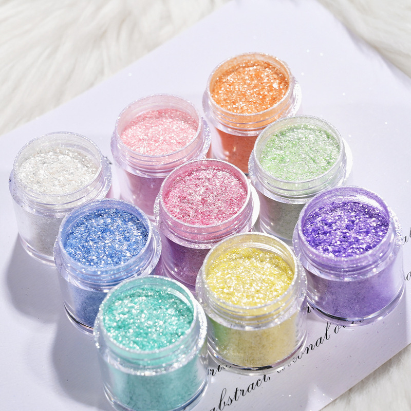 Popular Foreign Trade 16-Color Nail Art Glitter Mica Powder Fine Powder Dazzling Soak-Off Wearable Nail DIY Nail Decoration Wholesale