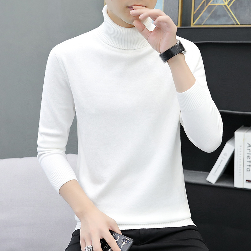 New Autumn and Winter Men's Turtleneck Sweater Korean-style Slim-fit Solid Color fleece-lined Thickened Inner Knitted Base-layer Sweater New Autumn and Winter Men's Turtleneck Sweater Korean-style Slim-fit Solid Color fleece-lined Thickened Inner Knitted Base-layer Sweater