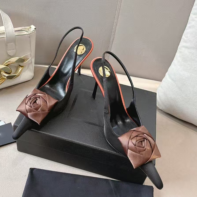 Factory 2025 Spring and Summer Temperament Socialite Pointed Heels Niche French High Heels Baotou Sandals Fairy Shoes