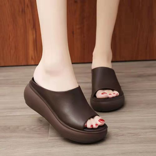 Slippers for women summer  new ethnic style going out wedge heel fish mouth flip flops platform sandals thick bottom retro sandals