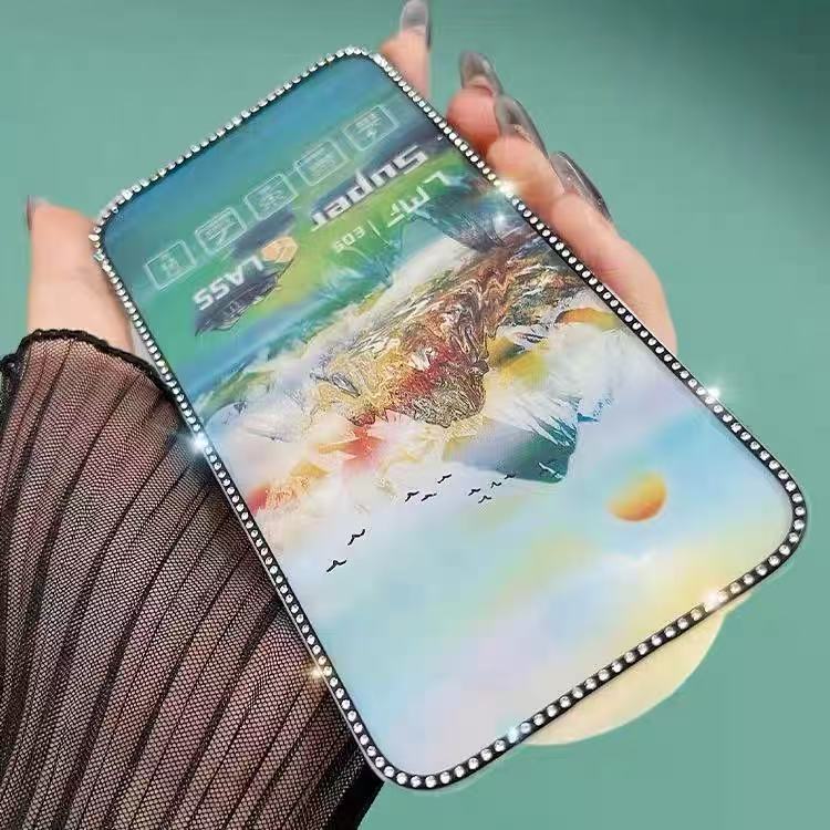 Diamond Tempered Film Is Suitable for Samsung's Full Range of A71/A72/A73 Diamond-Encrusted Cross-Border Full-Screen Coverage Hd Tempered Film