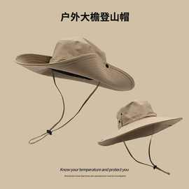 西部牛仔帽渔夫帽日系抽绳男女夏季遮阳防晒户外徒步登山钓鱼帽子