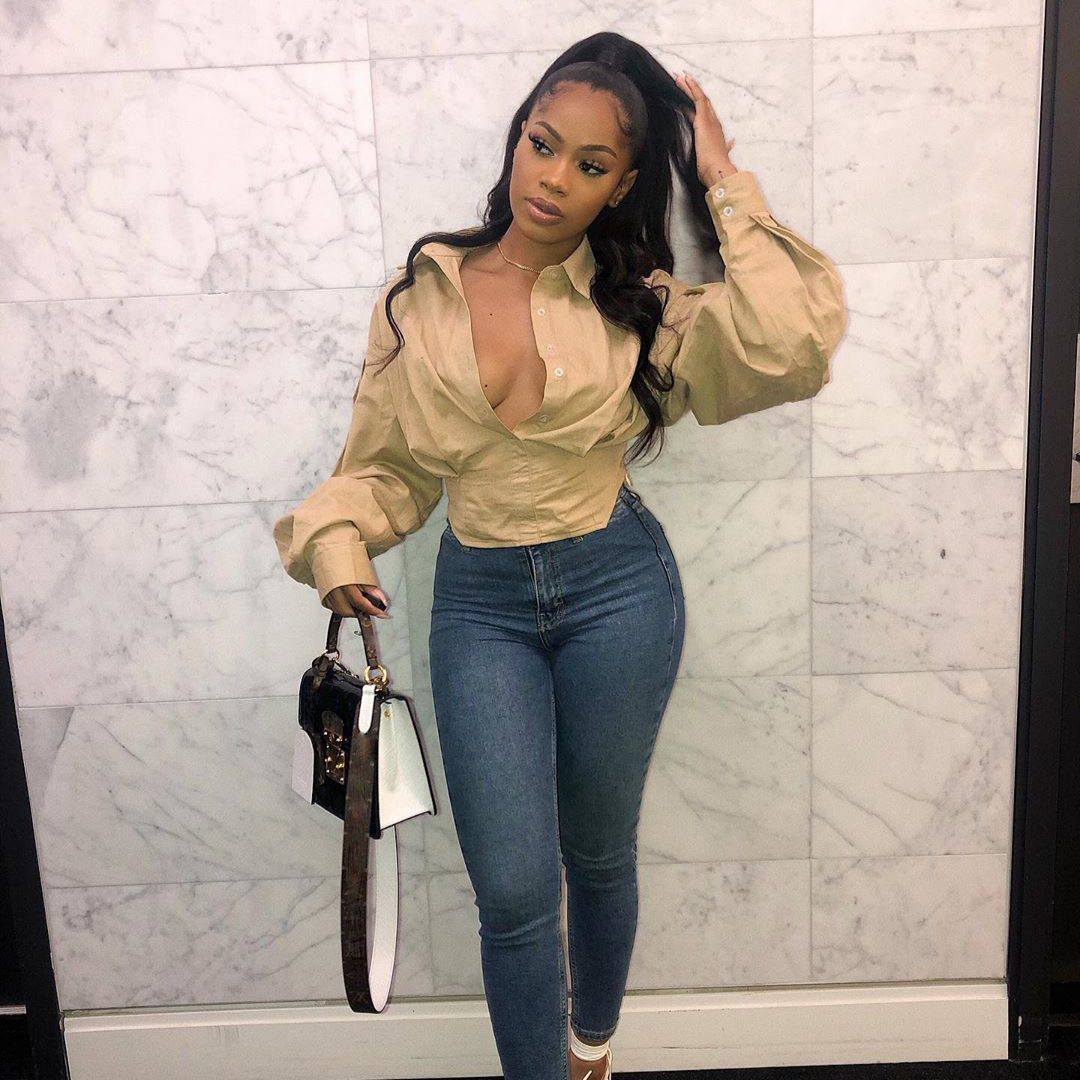 Women's Clothing Slim Fit Elegant Solid Color Lantern Sleeve Shirt Casual American Style Top For Spring/Autumn Summer_voghion.com
