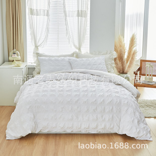 Cross-border Amazon bedding simple plain color craft seersucker series foreign trade home textile quilt cover three sets