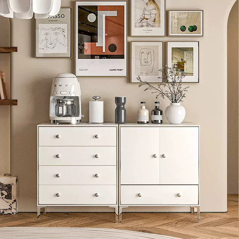 家用便捷餐边斗柜客厅多层纳组合锈钢储物整装客厅收纳简约餐边柜