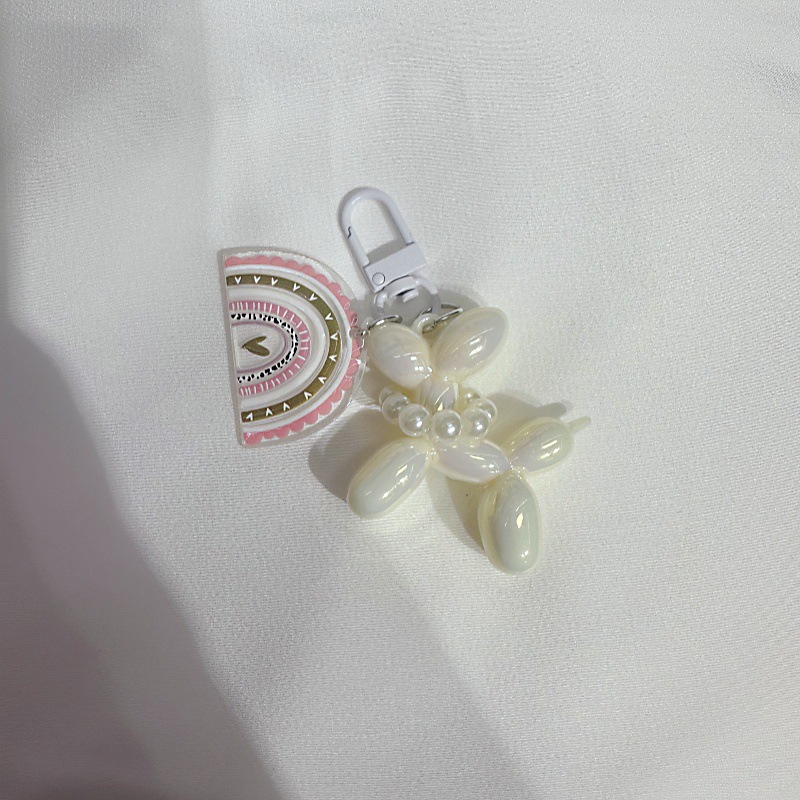Portachiavi per auto con ciondolo a forma di palloncino con perline e cane, grazioso, da donna, piccolo ornamento._voghion.com