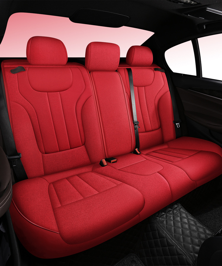 Linen Car Seat Cushion for Volkswagen Tiguan L, 360-Degree Full Coverage, Breathable, Suitable for All Seasons, 2022 Model New Seat Cover