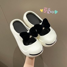 韩国包头半拖鞋女夏外穿2023新款蝴蝶结玛丽珍拖鞋沙滩鞋女洞洞鞋