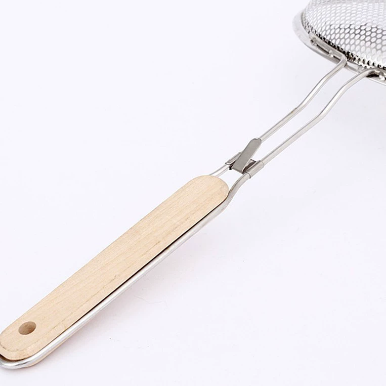 Wood -handed colander Homorph Magnetic Stainless Steel Spicy Steel Spicy Spicy Spicy Turbone Rice Loos Leak Powder Sour Powder Powder Network