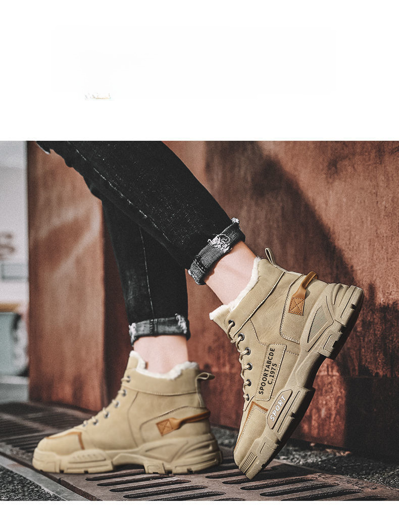 Vinterstøvler Herrestøvler med høy topp, snøstøvler til alle anledninger, fritidsstøvler, fleecefôrede, varme bomullssko, sikkerhetssko med tykk såle_voghion.com