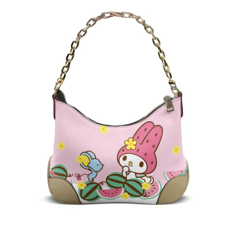 Yangi My Melody shirin va yoqimli qizchalar uchun yelka sumkasi, krossovka sumkasi, qo'ltiq osti sumkasi, sumka, sozlash mumkin.