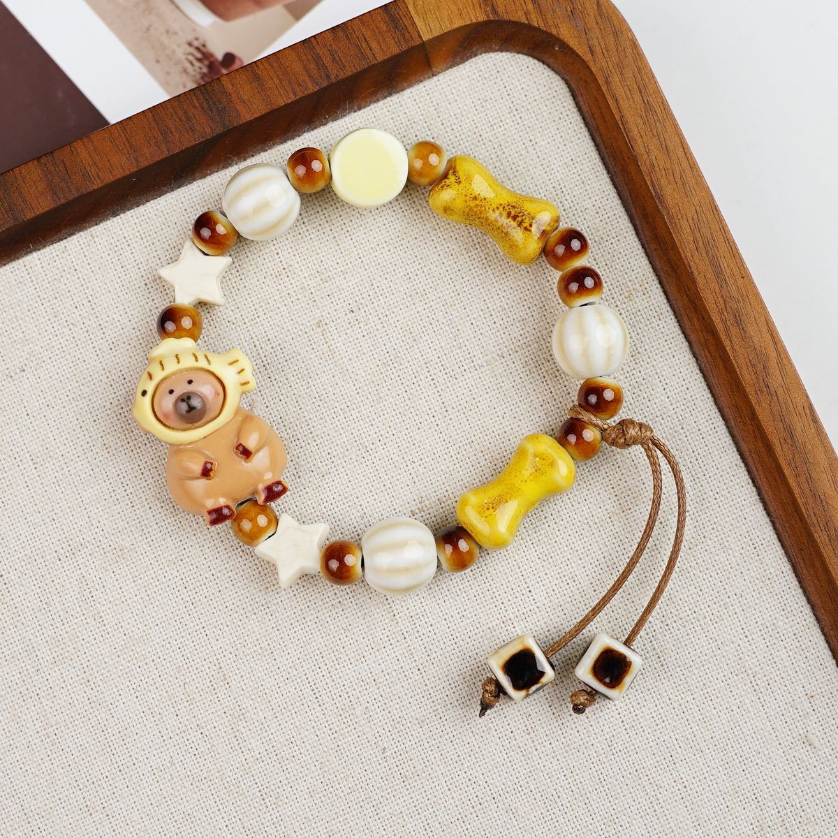 Jingdezhen pulsera de cerámica de verano mujer alta sensación galletas serie de gatos nicho diseño universal pulsera alta sensación