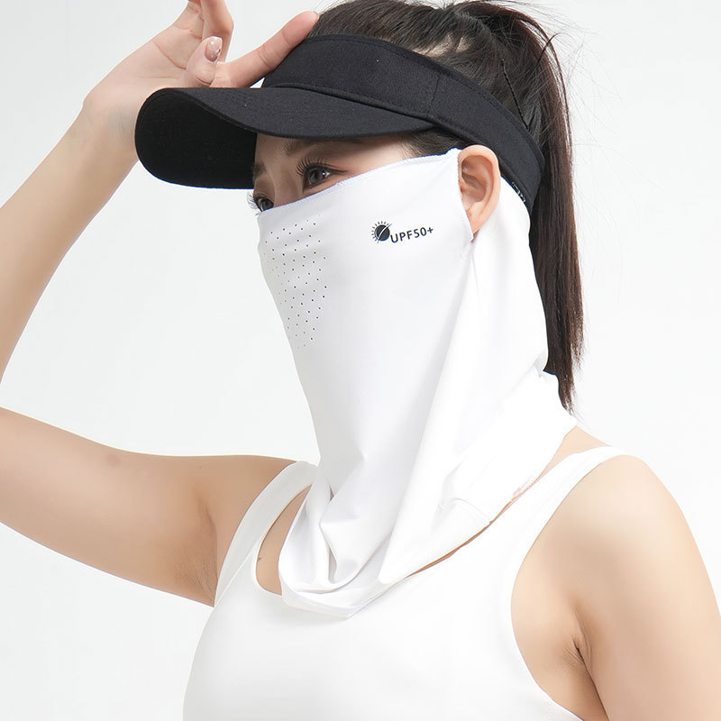 Máscara solar para mujeres verano anti-UV helado cool cuello para montar al aire libre protector de cuello protector de la cara colgando toallas faciales