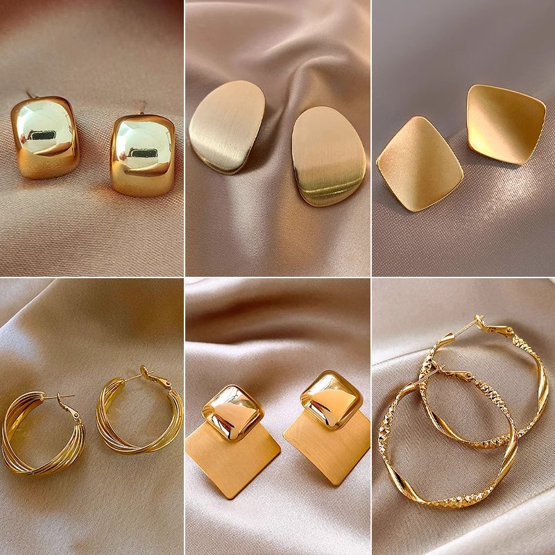 Aretes de metal irregulares de alto nivel de lujo ligero femenino nicho sensación de diseño de red temperamento exagerado aretes de aretes