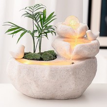 假山流水加湿净化盆景桌面喷泉店铺居家办公桌转运球流金聚宝水景