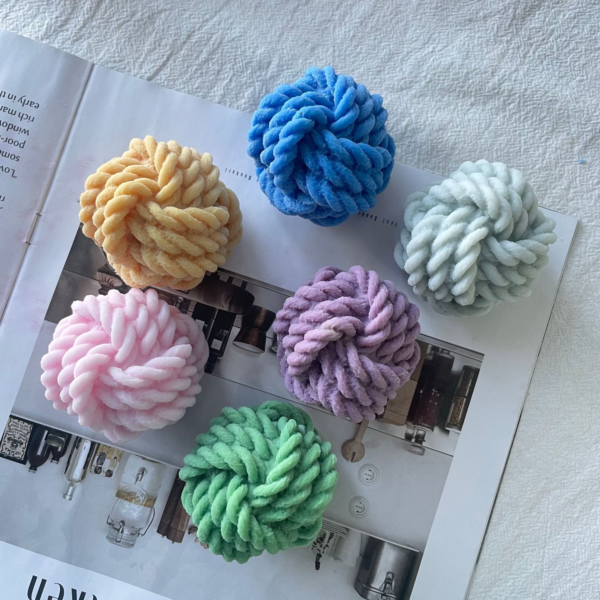 Nueva bola de lana vela molde bola de lana cuerda de cáñamo aromaterapia vela molde de silicona mousse molde de pastel de chocolate