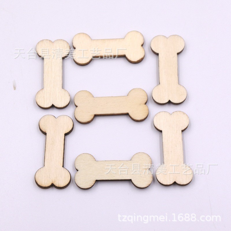 Botones de madera con forma de dibujos animados de bricolaje de hueso de perro 100/50 pcs en un paquete