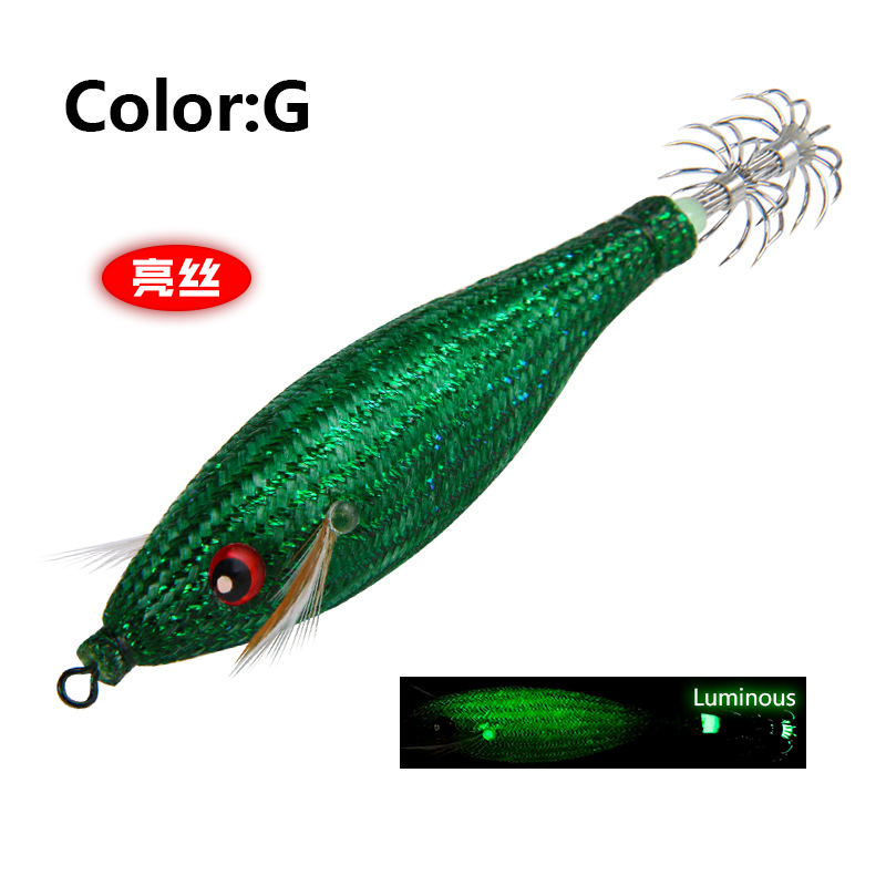 LT130827 nuevo camarón de madera Toto tejido luminoso falso cebo gancho de calamar gancho de la explosión