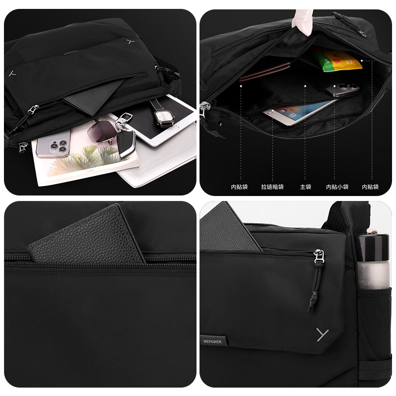 WEPOWER nueva moda bolsa de correo casual, bolso de negocios de hombre, gran capacidad, bolso de hombro de viaje ligero