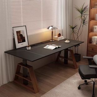 Internet Celebrity Electric Lift Table E-Sports Table Saddle Leather Computer Table Workbench Standing Office Home Study Desk