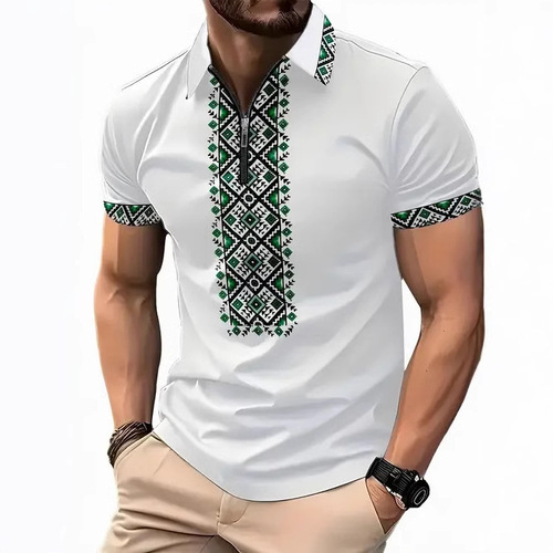 2025 New Arrival High-Quality Plaid & Stripe Short-Sleeve POLO Shirt MB13