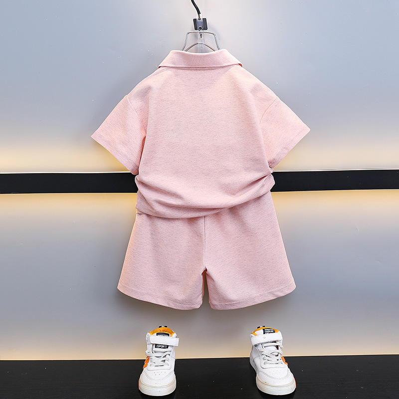 7204 Ropa para niños Traje de verano para niños 2025 Nuevo estilo Camisa polo de manga corta para bebés Hermoso traje de dos piezas para niños