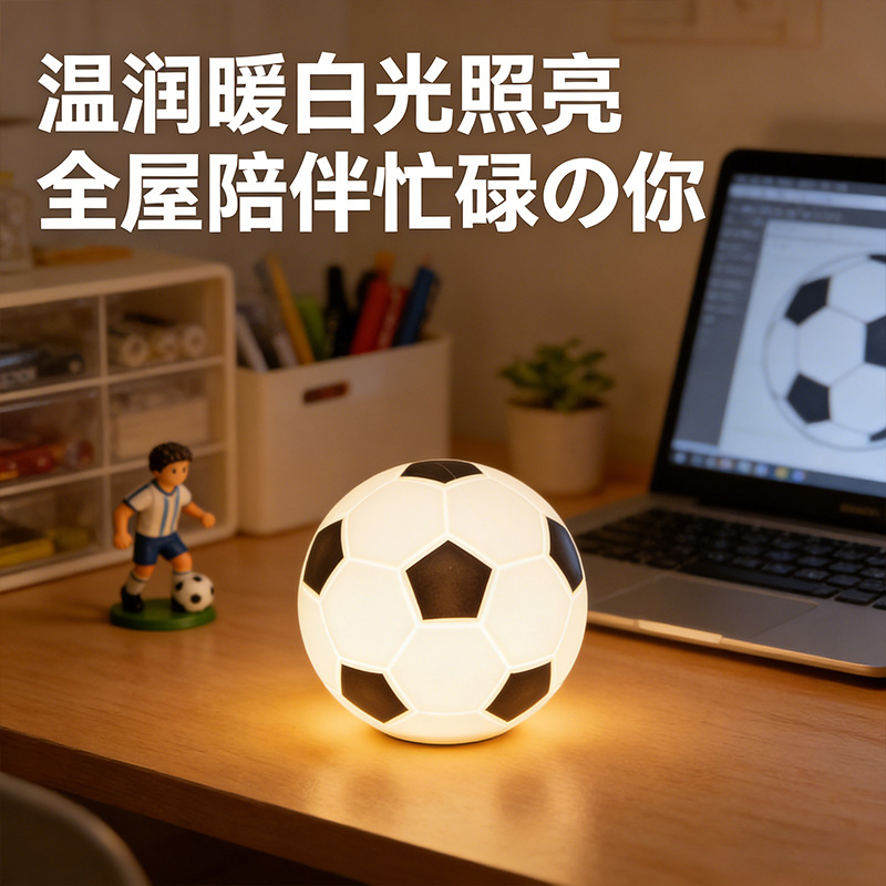 Explosiones transfronterizas al por mayor de fútbol de silicona lámpara de noche lámpara de dormitorio atmósfera lámpara creativa regalo de cumpleaños para niños