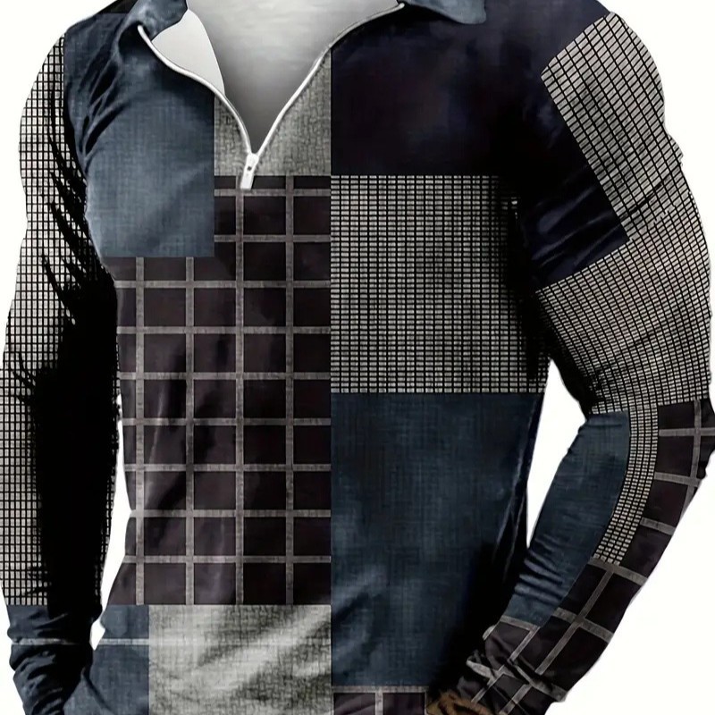 Camisa POLO de manga larga clásica de todo fósforo para hombre otoño nuevo suéter cálido con cremallera MB14