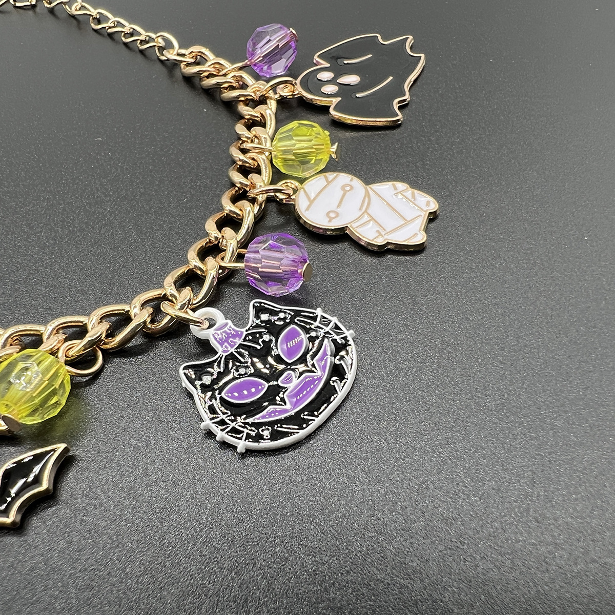 Halloween Charm Bracelet With Pumpkin Ghost And Bat Charms_voghion.com